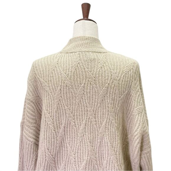 Fat Face Heidi Jumper Oatmeal Mockneck Cable Knit Patch Pocket Sweater Size 12 - Picture 6 of 12
